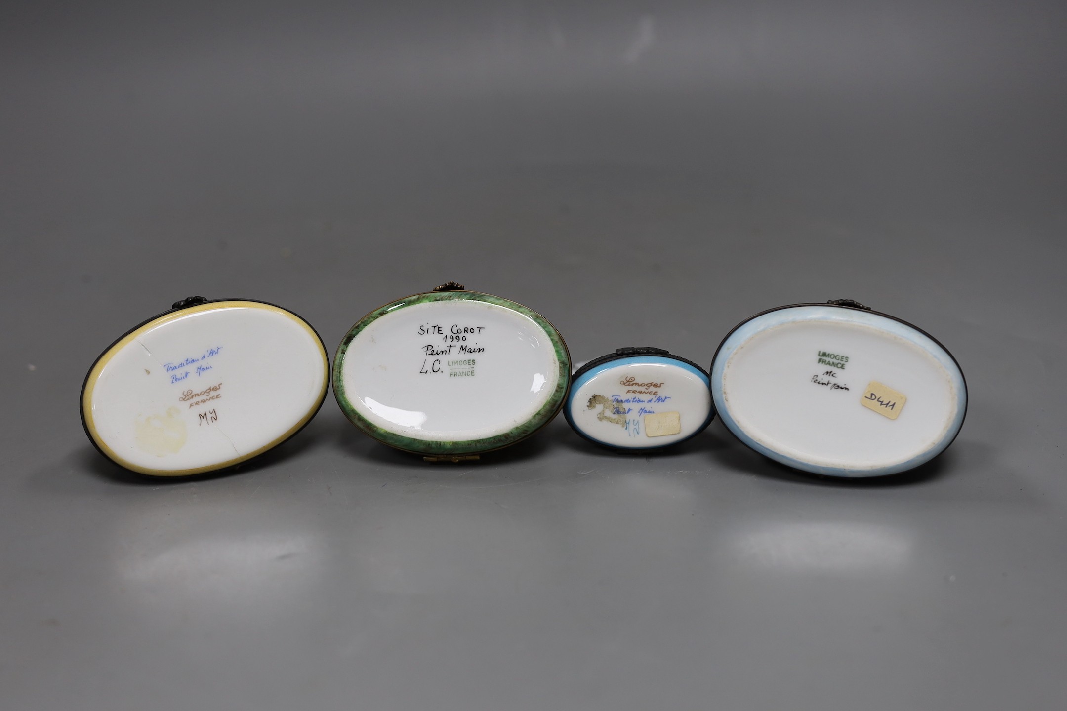 Four Limoges animal boxes, tallest 8cms high
